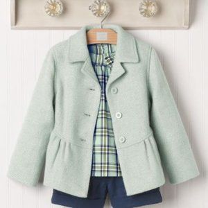 Janie and Jack Snowflake Kisses Textured Wool Blend Coat, Wintermint, Size 2T-3